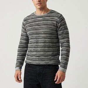 Adolfo Dominguez Grey Striped Crewneck Sweater Men's Large Spanish Design